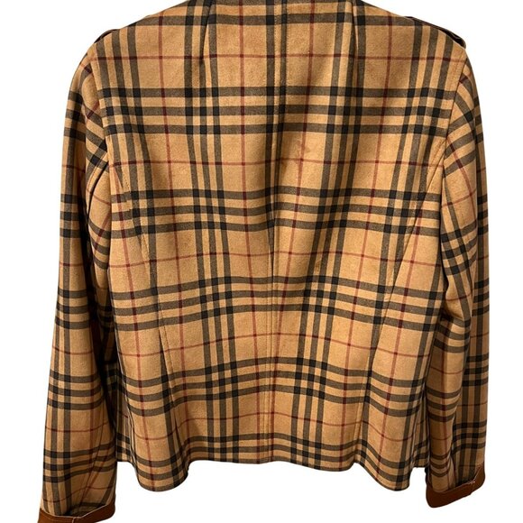 Kut From The Kloth Jace Moto Jacket Womens Medium Tan Plaid Asymmetrical Zip Fro - Picture 4 of 8